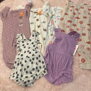 BUNDLE!!!! Carter's  and cat & jack Kids One Pieces in Purple, White, and Cream
